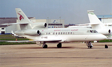 One of the common visitors is this Falcon 900 of the Qatar Government